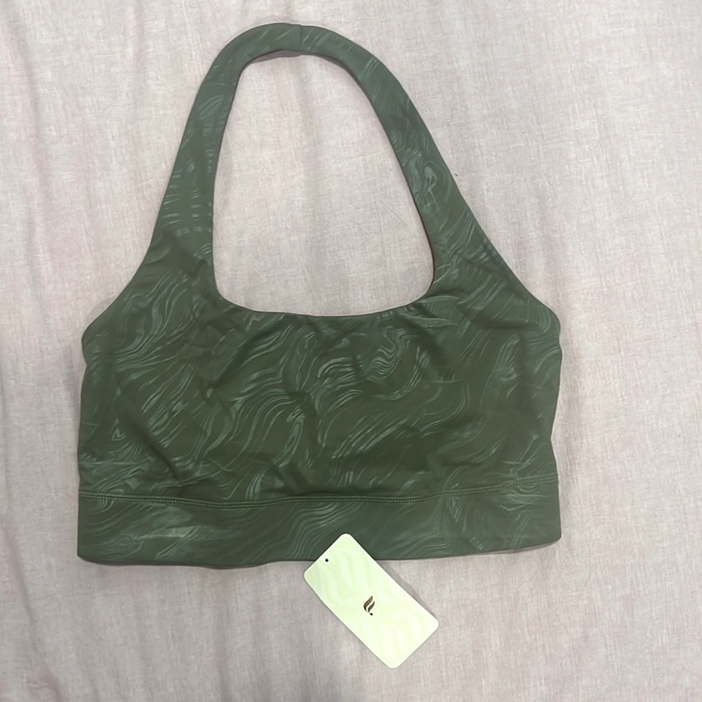 Fabletics Harlow Halter Reversible Sports Bra, green/brown